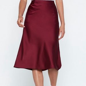 Nasty gal burgundy satin midi skirt